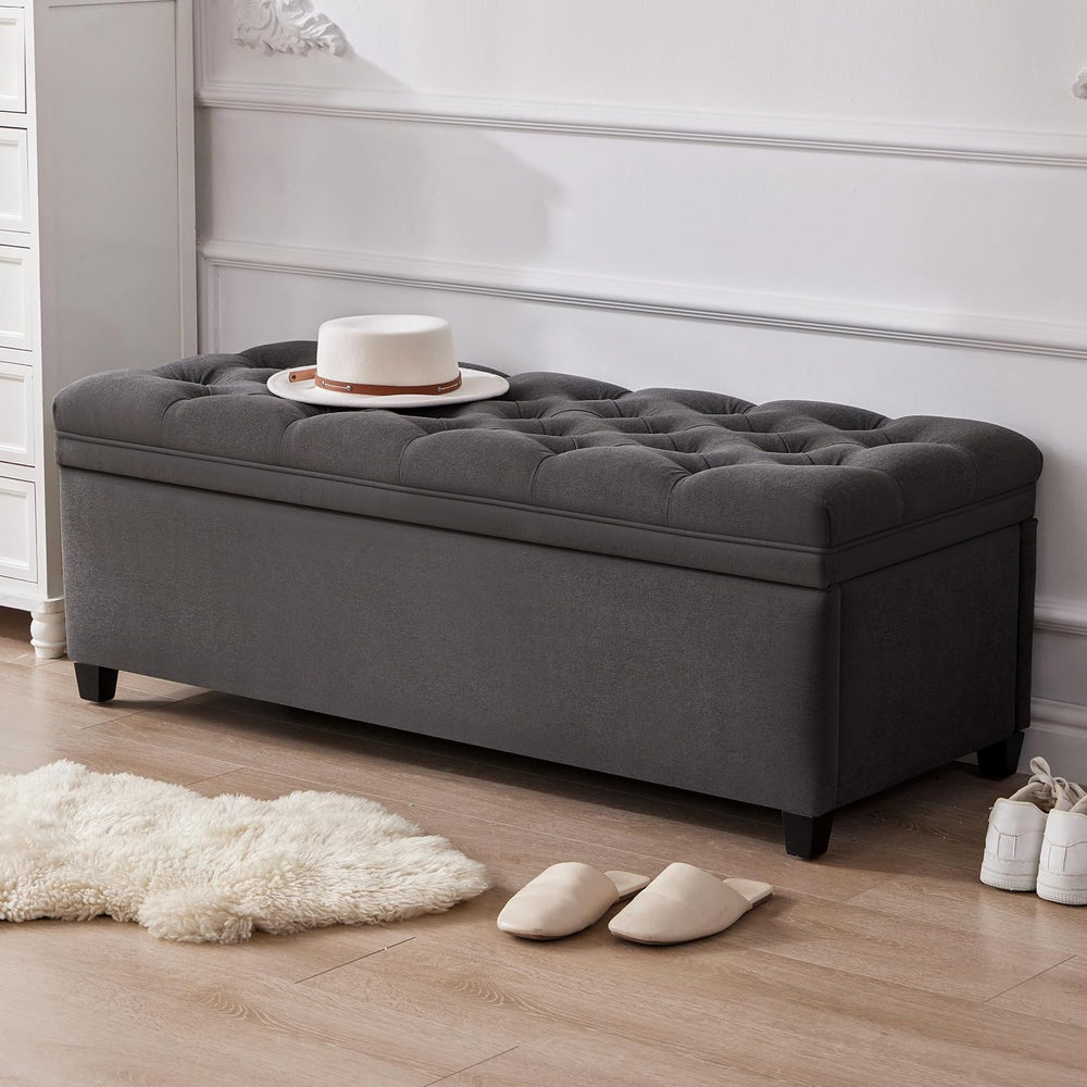 Mangodan 50 Inch Large Storage Ottoman, Tufted Ottoman with Storage
