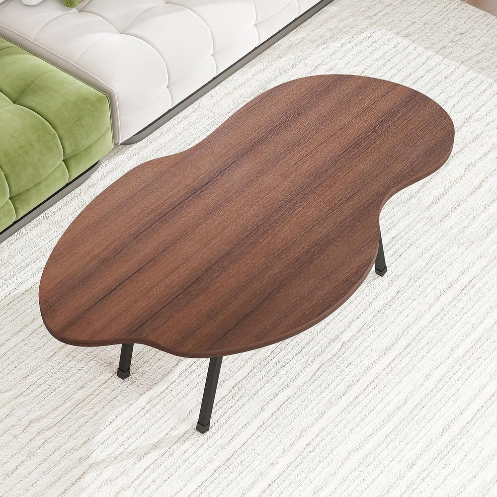 Foldable Coffee Table Cloud Shape Portable for Small Spaces,Walnut