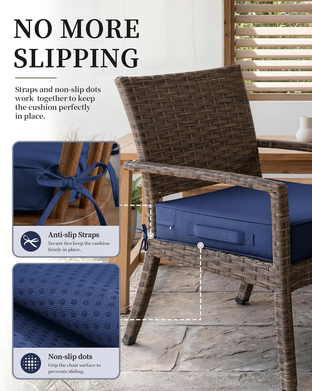 4 Set Outdoor Chair Cushions 22 X 22 X 4 Inches Patio Furniture Cushions Wate...