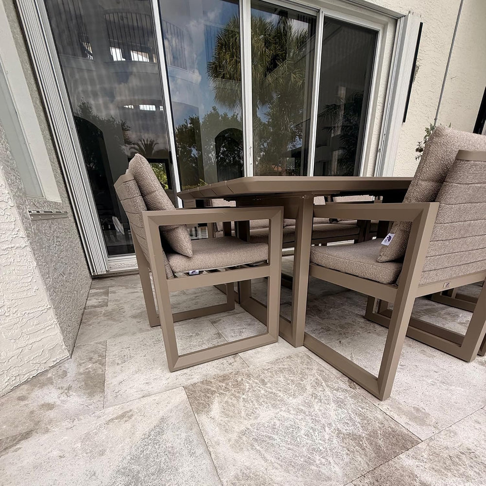 PURPLE LEAF Patio Dining Set for 8 Modern Table Set, Soft Cushions, Khaki