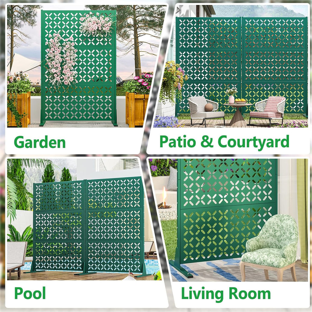 Green Metal Outdoor Privacy Screen Freestanding Privacy Screens,72" H x ...