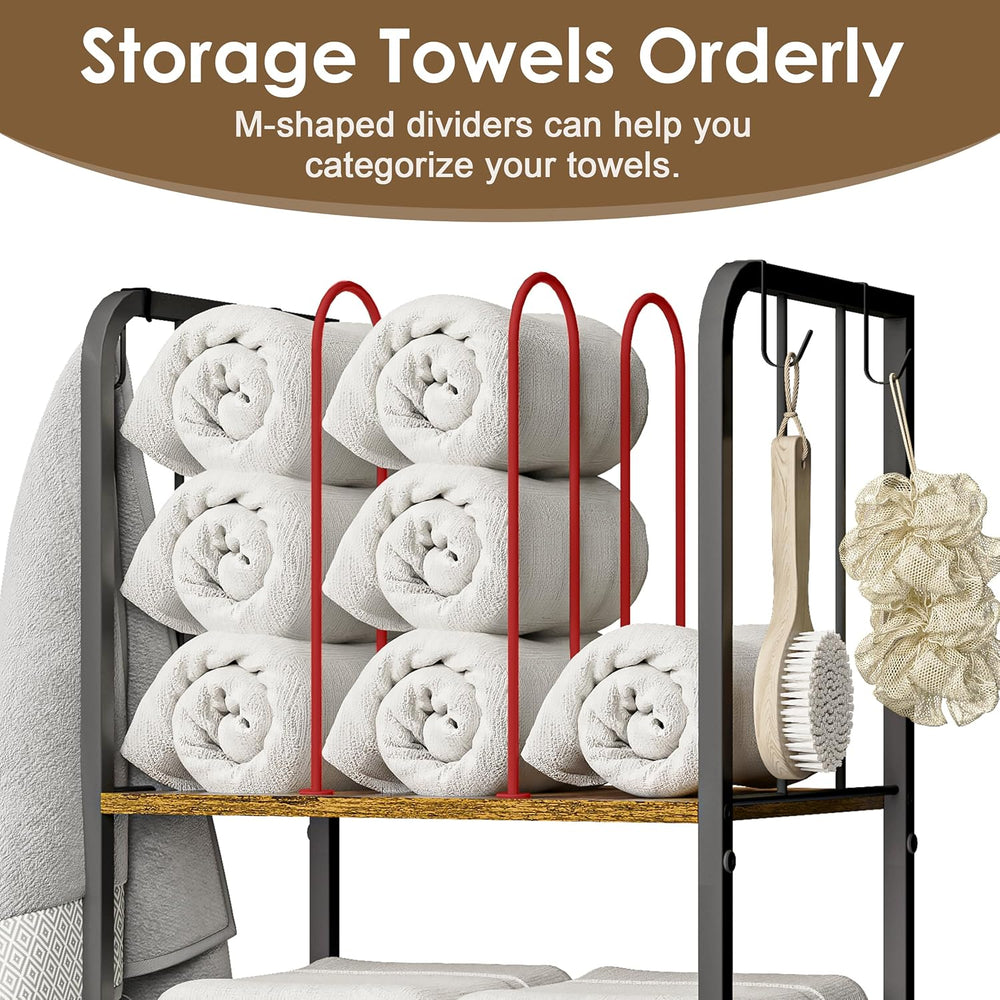 3-Tier Freestanding Cabinet Towel Rack Metal Stand