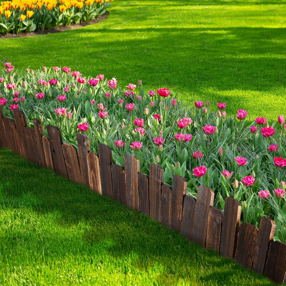 Bucherry 8 Pcs Wood Garden Edging Border No Digging Landscape Edging