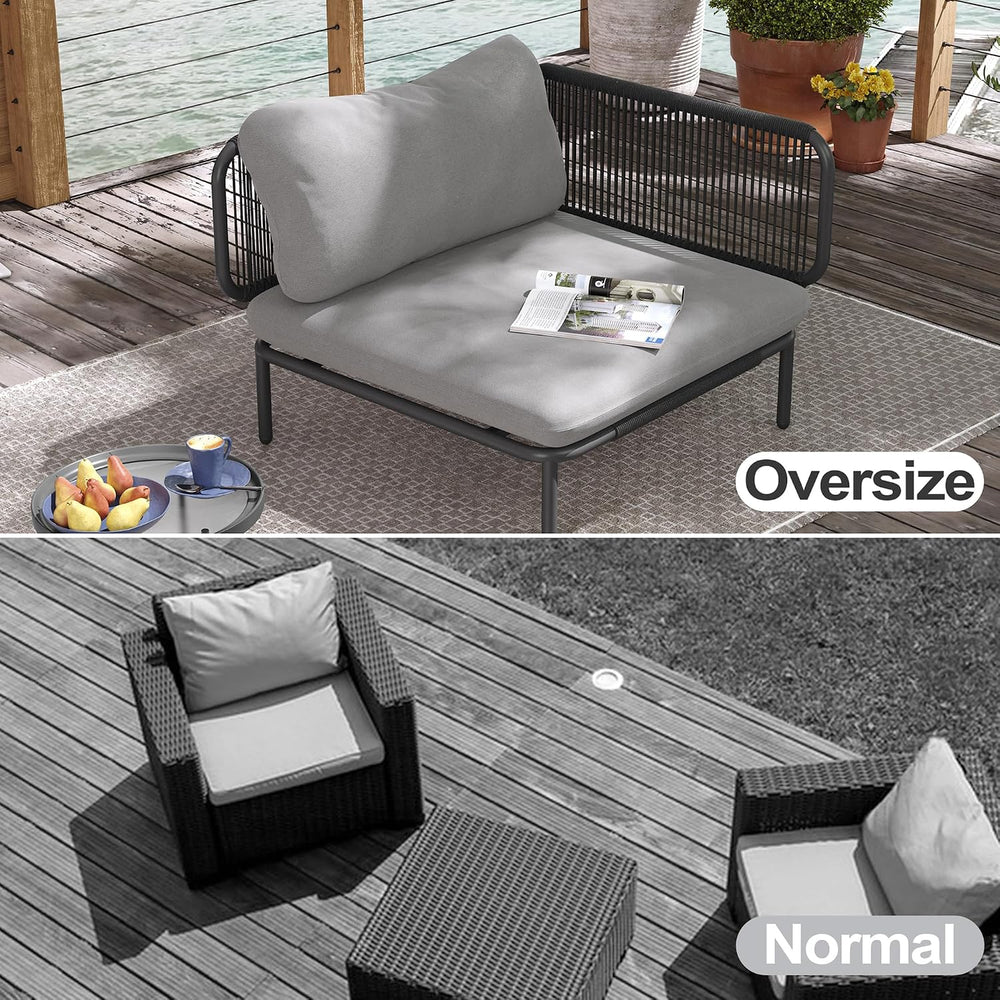 Patio Furniture Set, Outdoor Patio Furniture Oversized Metal Single Sofa, 1-s...