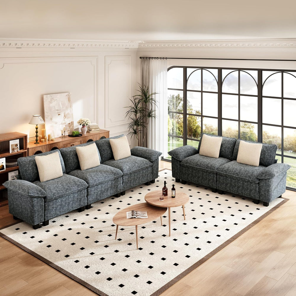 PHI VILLA 2-Piece Modular Loveseat Couch & 3-Seat Sectional Sofa Set