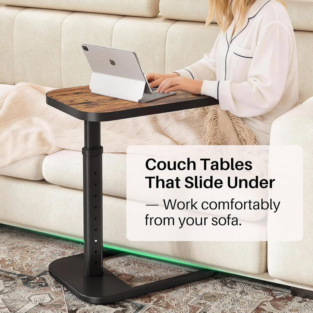 Kitstorack Adjustable Height C-Shaped End Table, 9-Level Side Table with Thic...