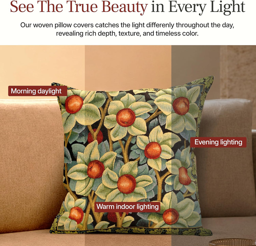 William Morris Orange Tree Tapestry Throw Pillow Cover 18 x 18 in