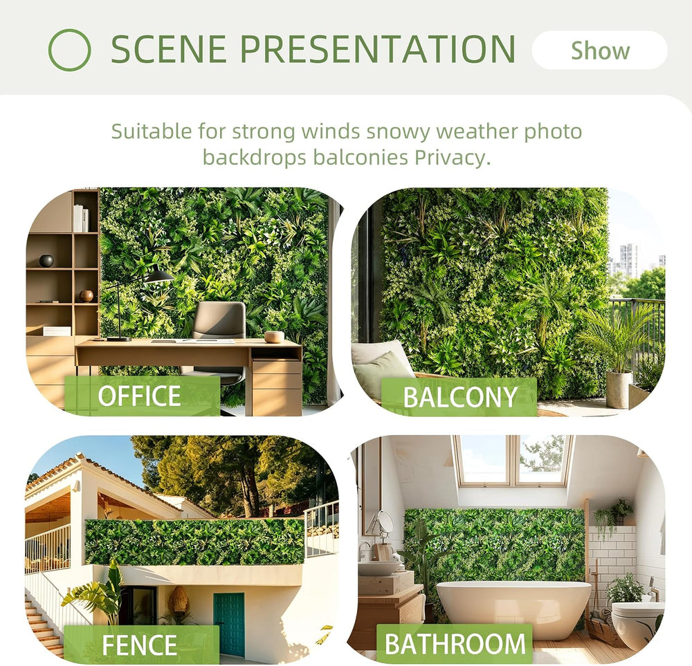 TTTM 12 Pieces of 20"x20": UV-Anti Artificial Boxwood Grass Wall Pa...