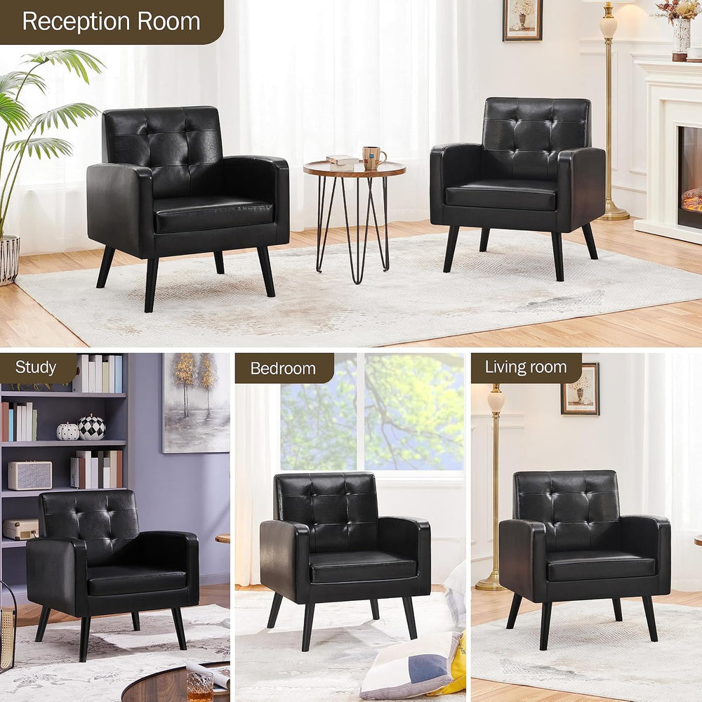 Yaheetech Mid Century Accent Chair Living Room Chair Retro Black