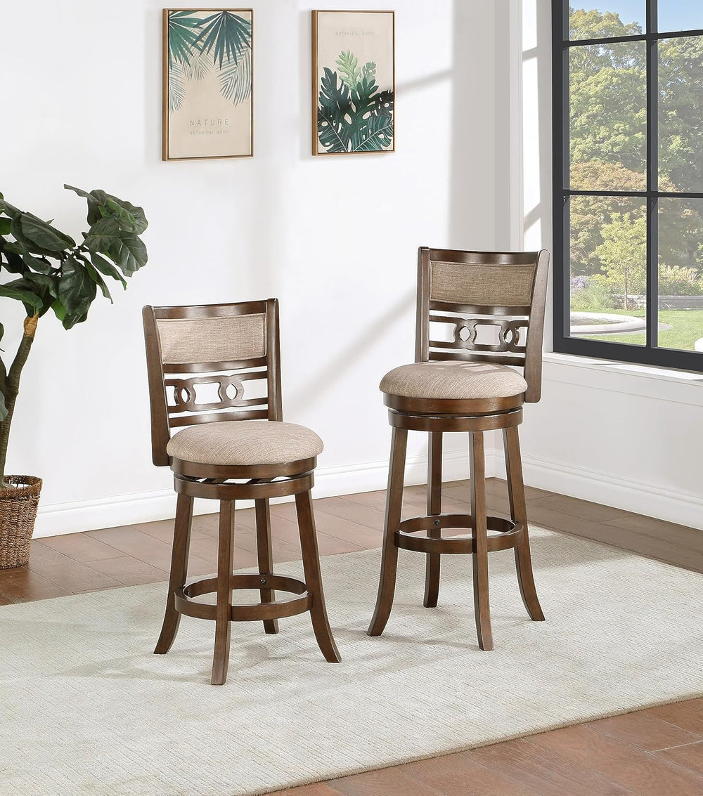 New Classic Home Furnishings Gia 29" Swivel Barstool-Cherry W/Brown Fabr...
