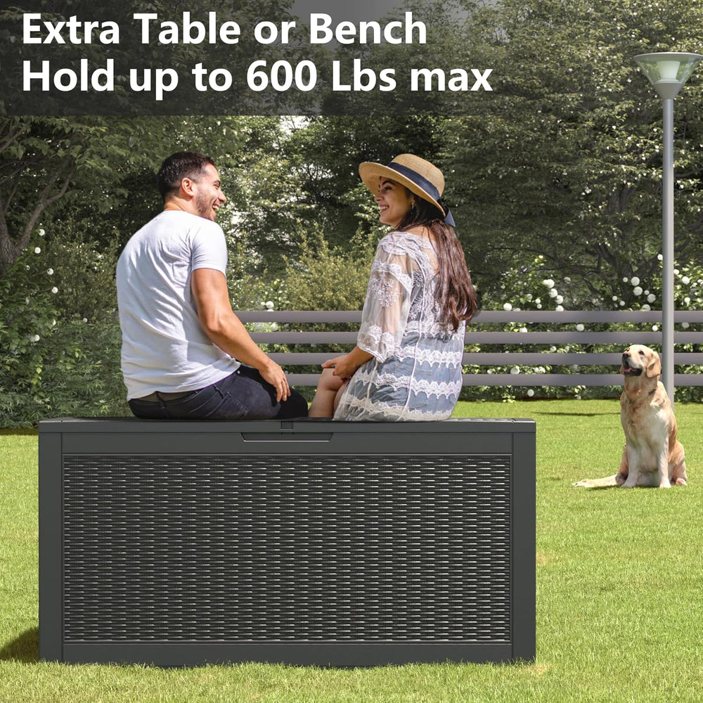 160 Gallon Deck Box,Lockable Outdoor Storage Box Gas Lift,Waterproof,Black