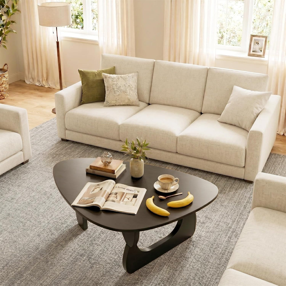 34" Coffee Table for Living Room Mid Century Modern Center Table with So...
