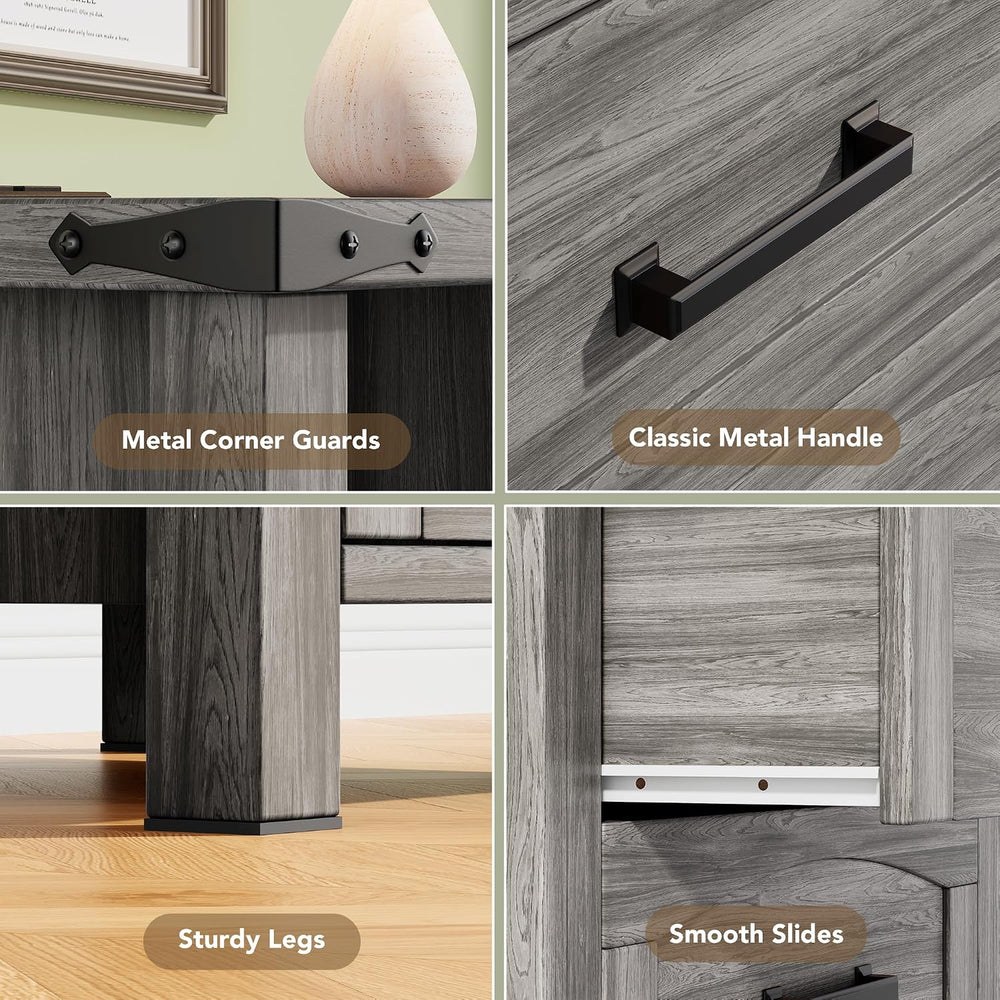 Decofy Farmhouse Nightstand Set of 2 with Charging Station, 2 Drawers