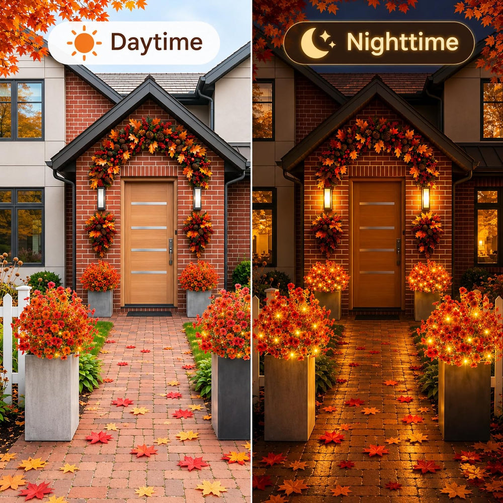 Hotop 3 Pack 24" Fall Artificial Mums Topiary Ball Tree for Outdoor