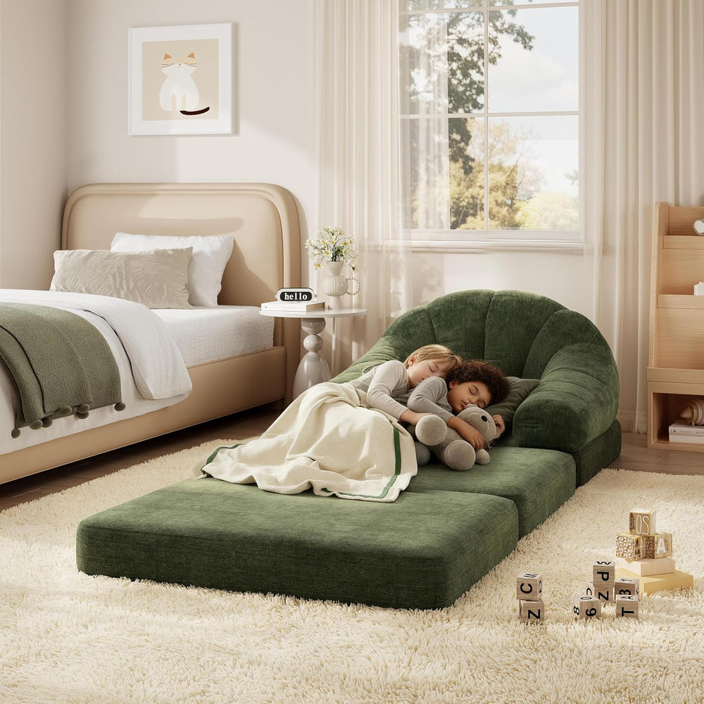 Yaheetech 93" Folding Sofa Bed Convertible Sofa Chenille, Green