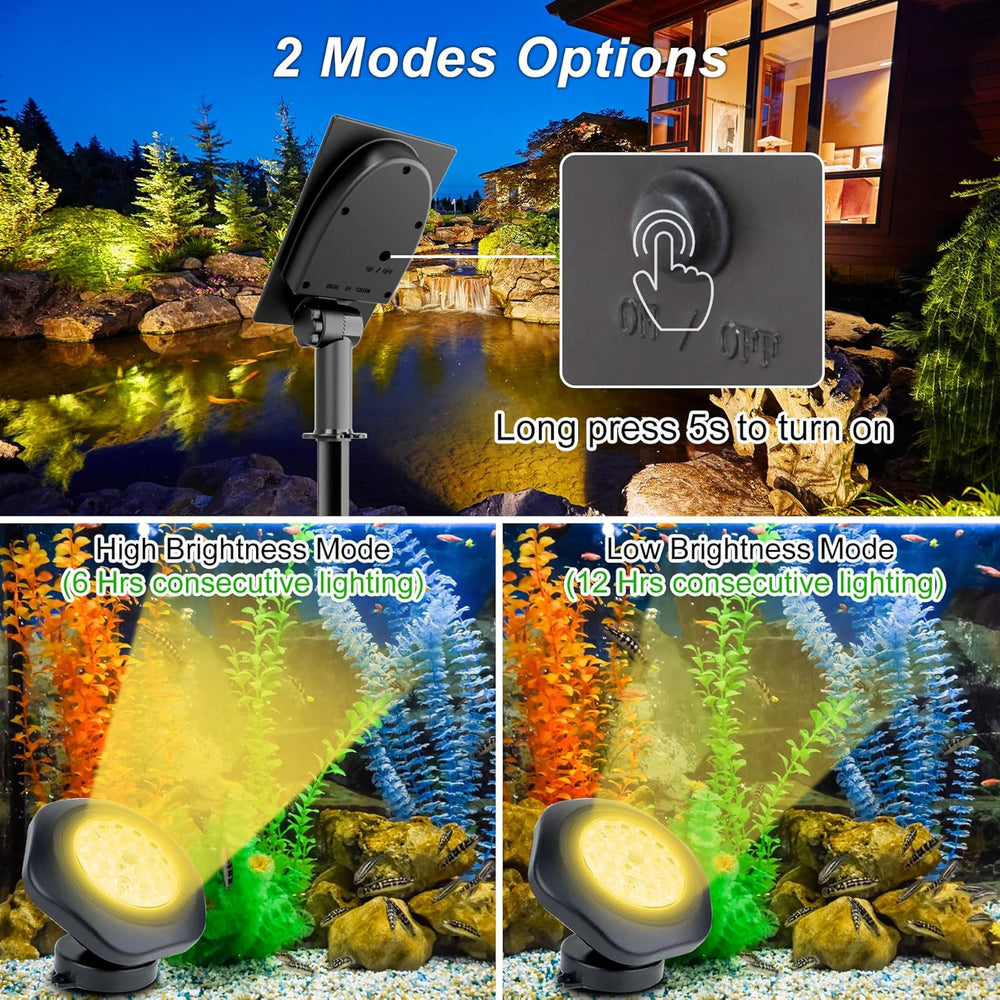 Solar Pond Lights,3000K Warm White LED Underwater Submersible Fountain Light,...