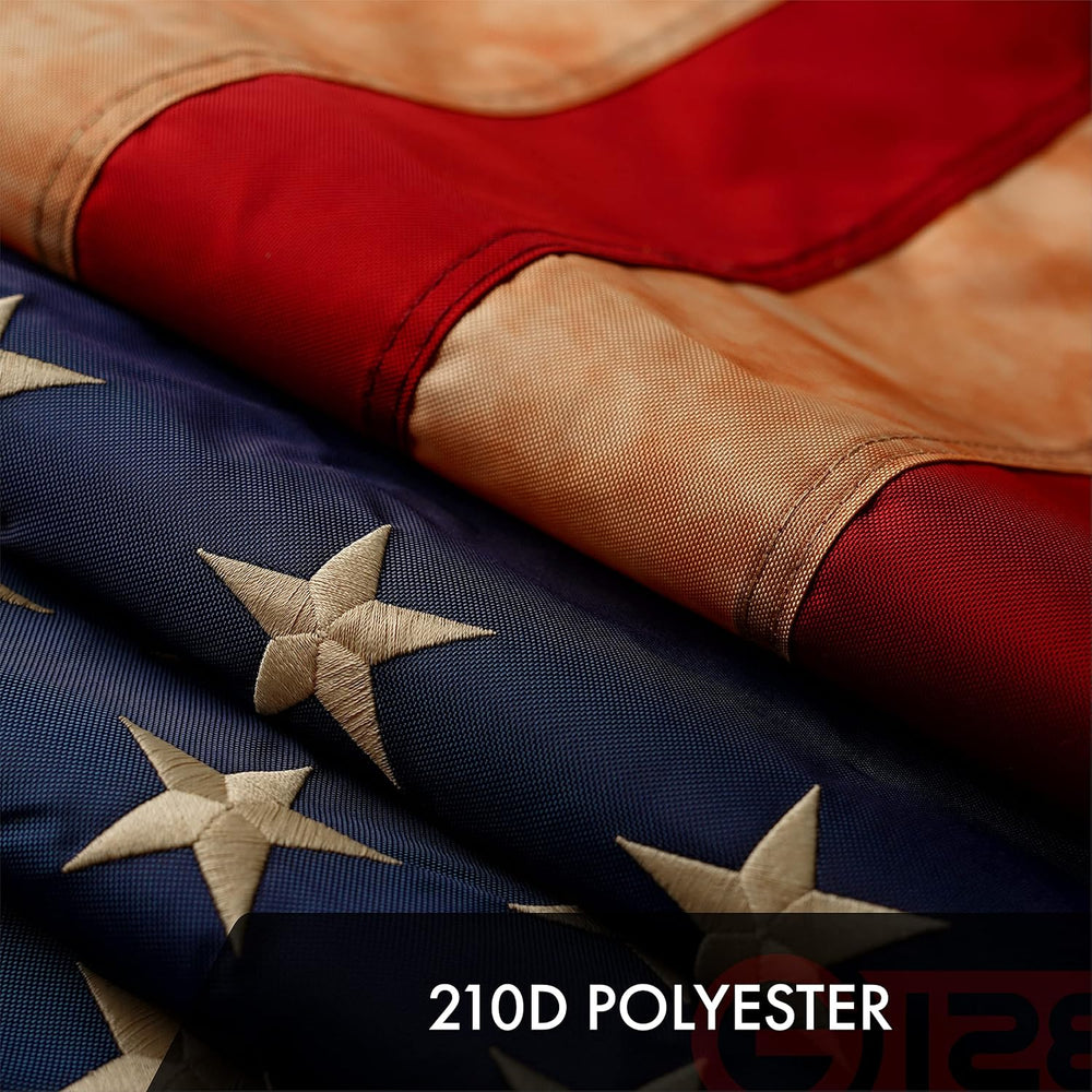 G128 American USA Tea-Stained Flag | 5x8 Ft | ToughWeave Pro Series Embroider...