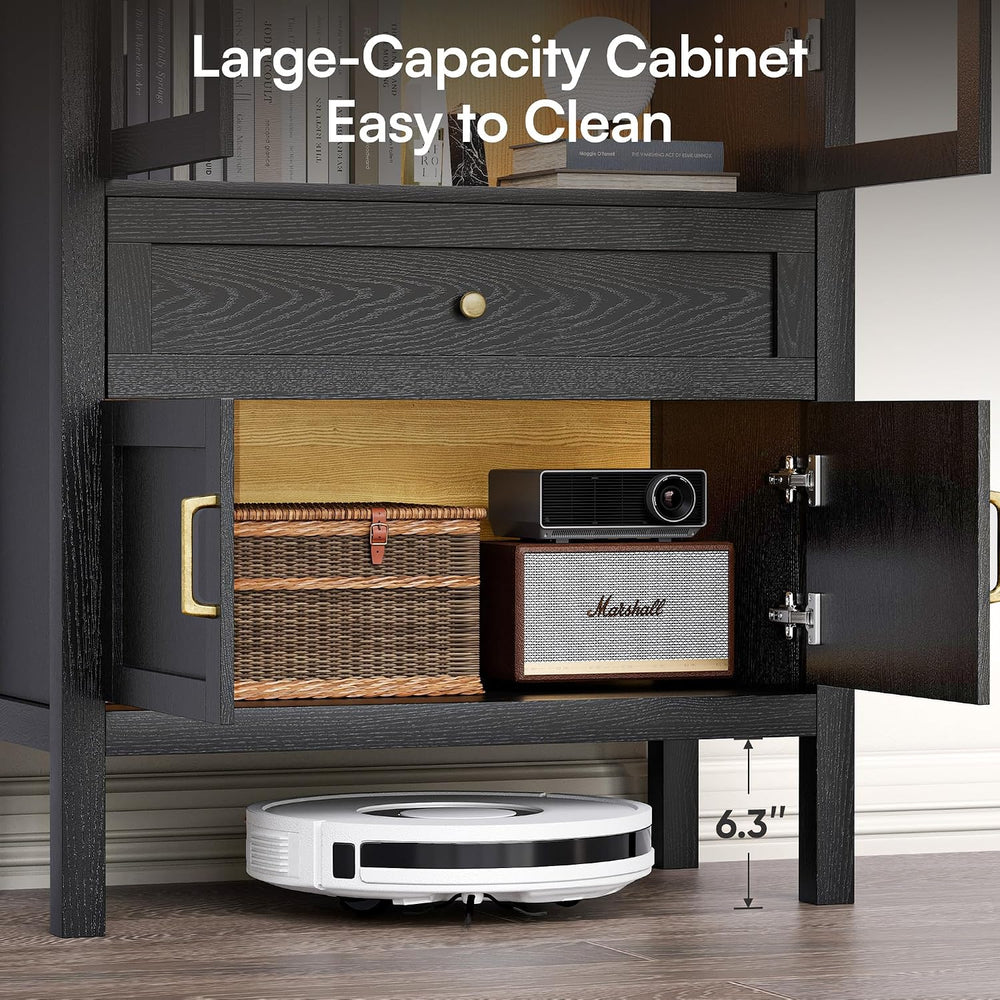 71" Tall Arched Storage Cabinet with Motion Sensor Lights, Farmhouse Fre...