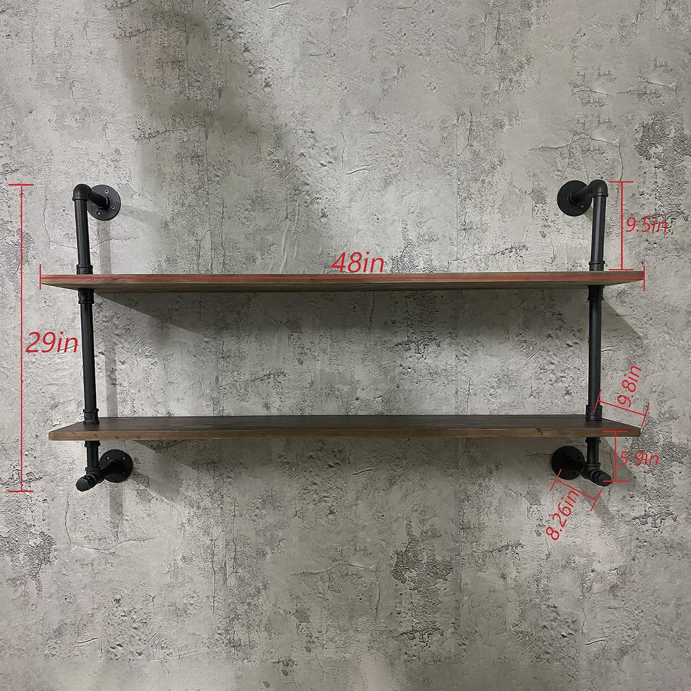 ROGMARS Industrial Pipe Solid Wooden Floating Book Shelves
