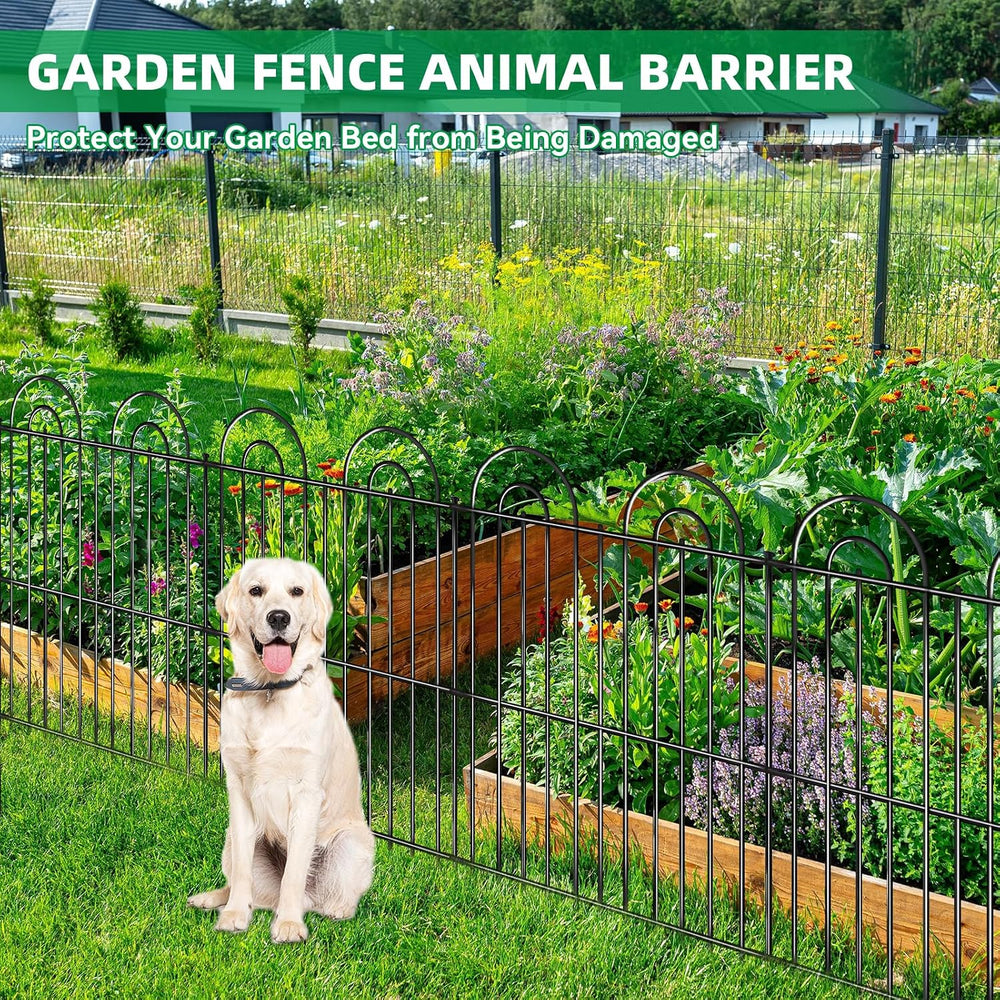 25 Panels No Dig Decorative Garden Fence, 32in(H) X 50ft(L) Tall Dog Fence Ou...
