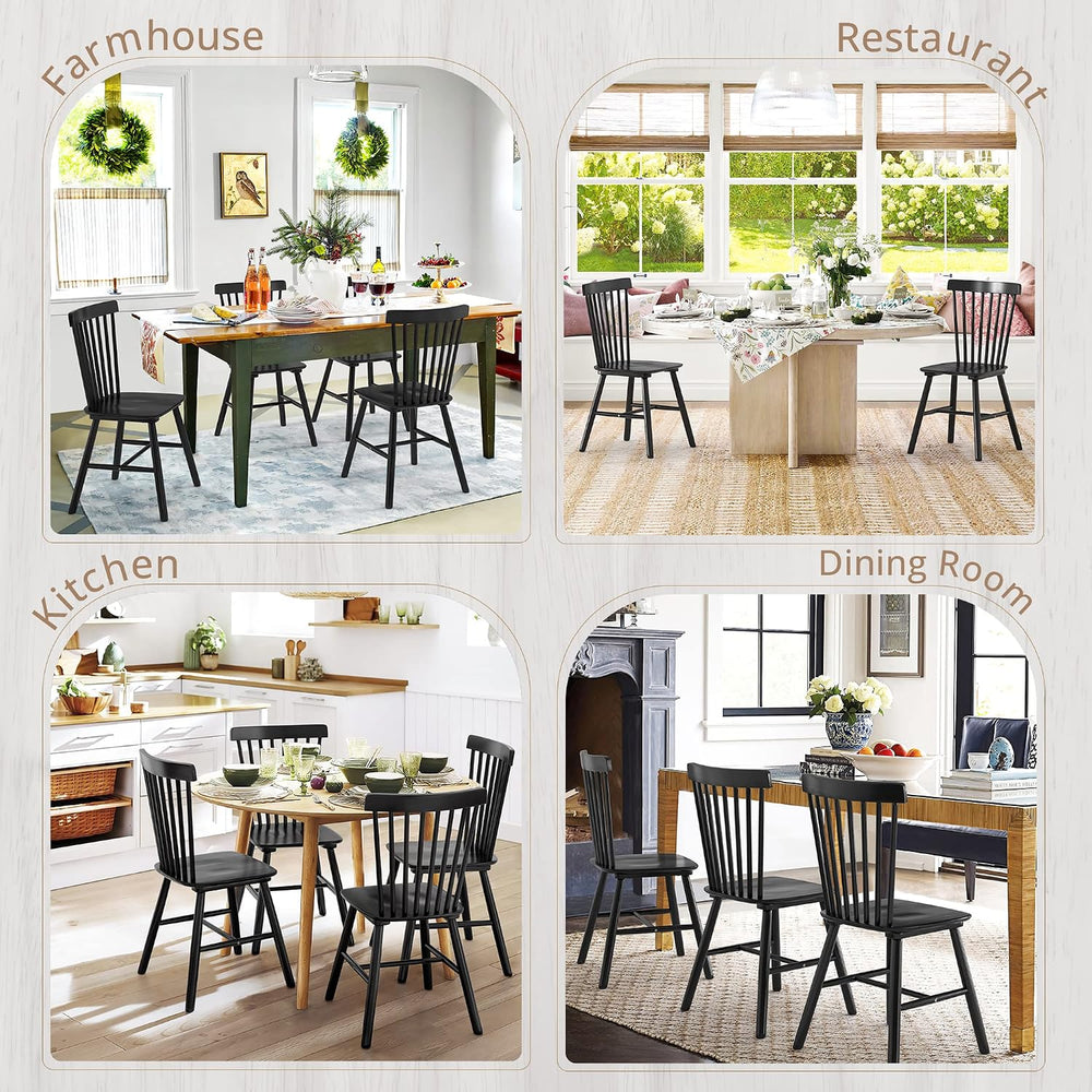 LUE BONA Windsor Dining Chair, Dining Chairs Set of 6, Spindle Back Wood Kitc...