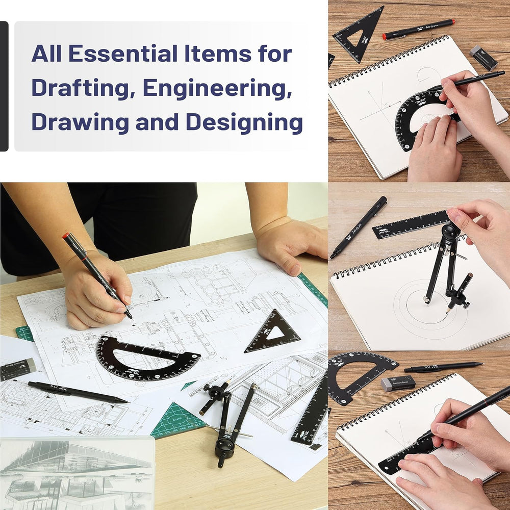 Mr. Pen- Professional Geometry Set, 15 pcs, Drafting Tools with Protractor