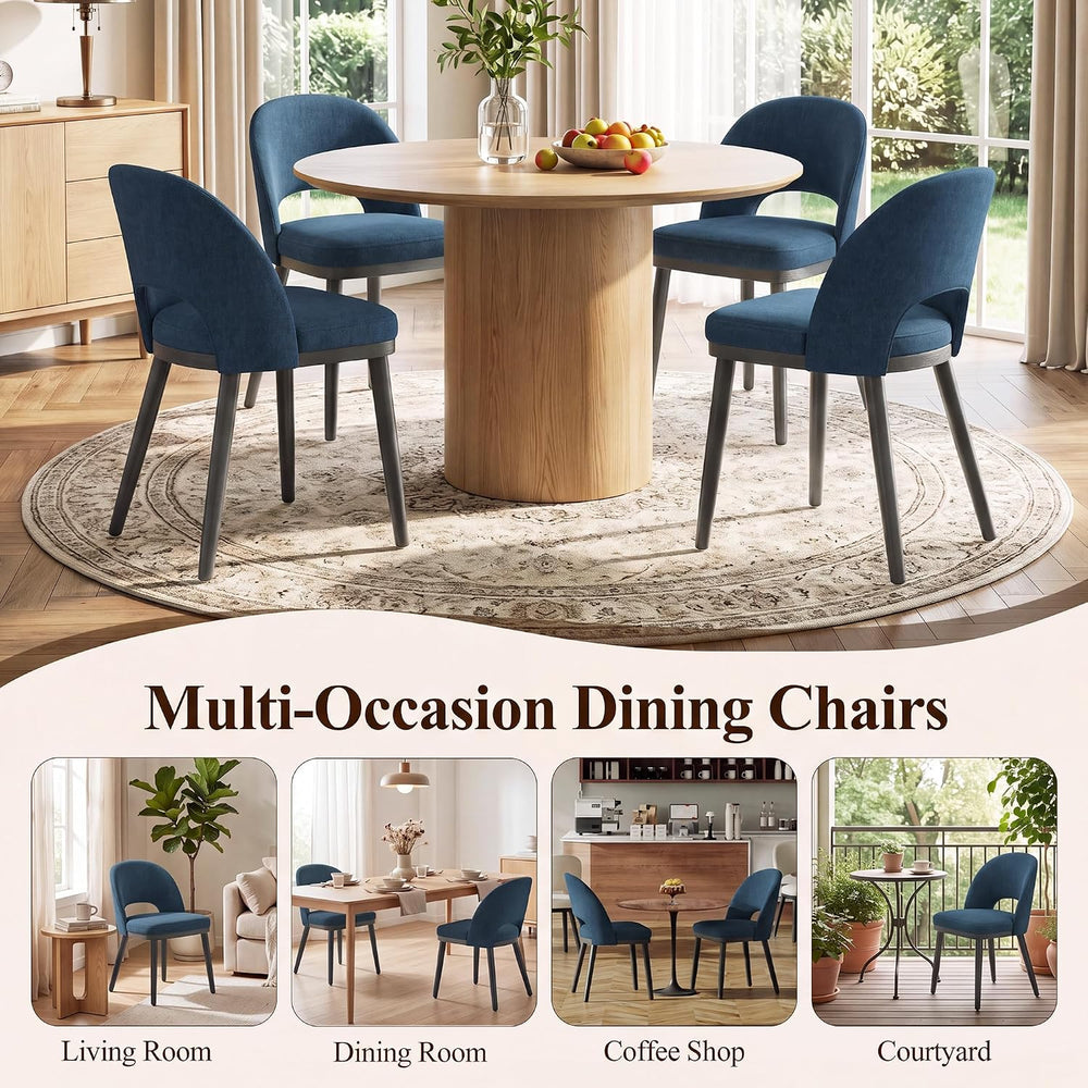 Dining Chairs Set of 4, Upholstered Dining Room Chairs with Curved Backrest