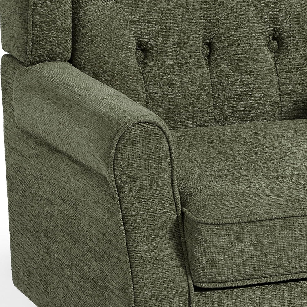 High Back Accent Chair, Fabric Upholstered Wingback Armchair, Green
