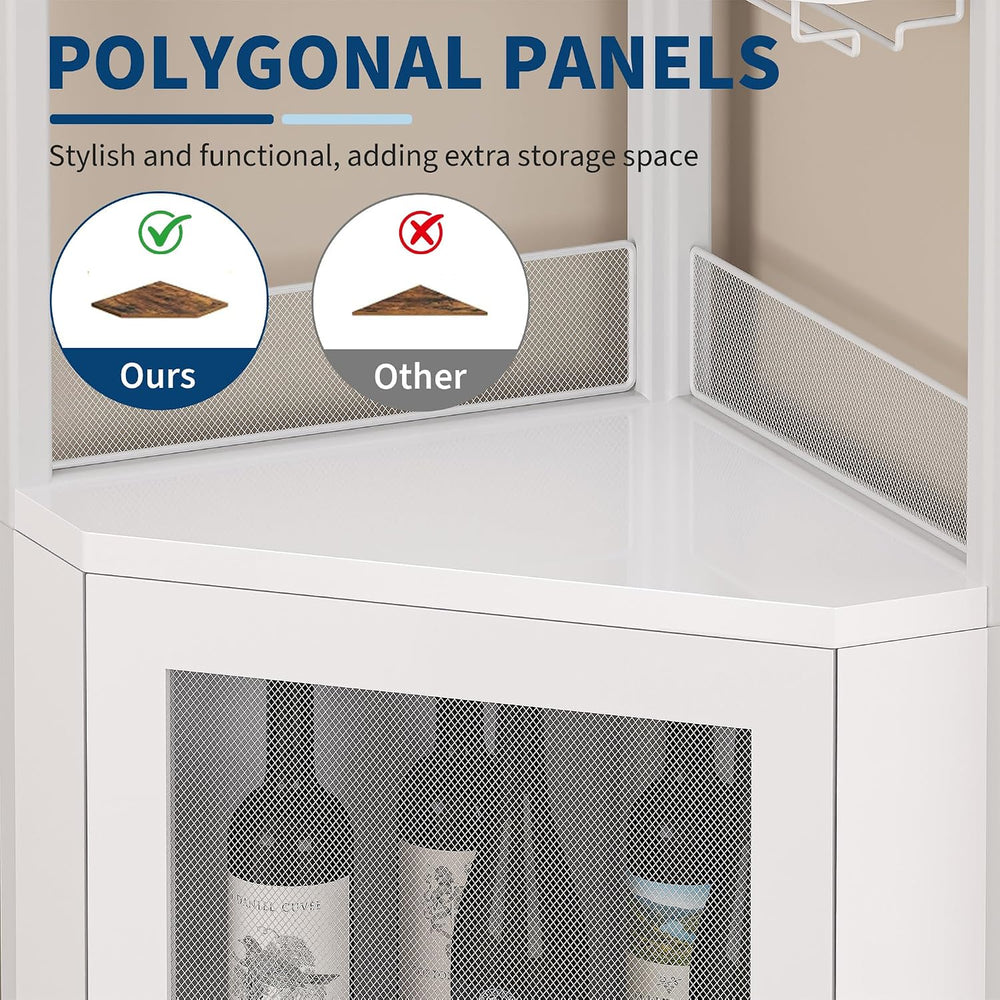 Garvee Corner Bar Cabinet with LED Light Modern Wine Cabinet with Wine Rack &...