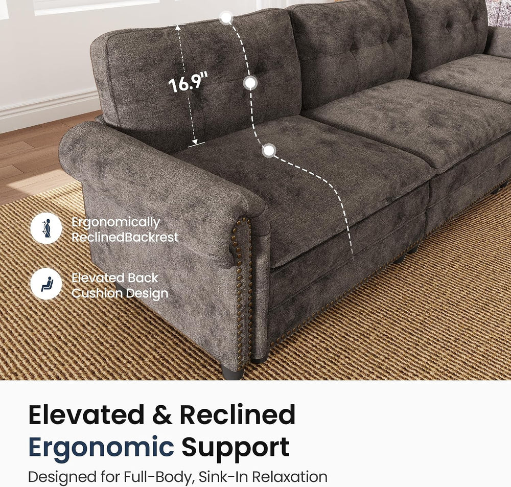 PHI VILLA Modular Sectional Sofa Set Living Room 3-Piece Extra Deep Seats