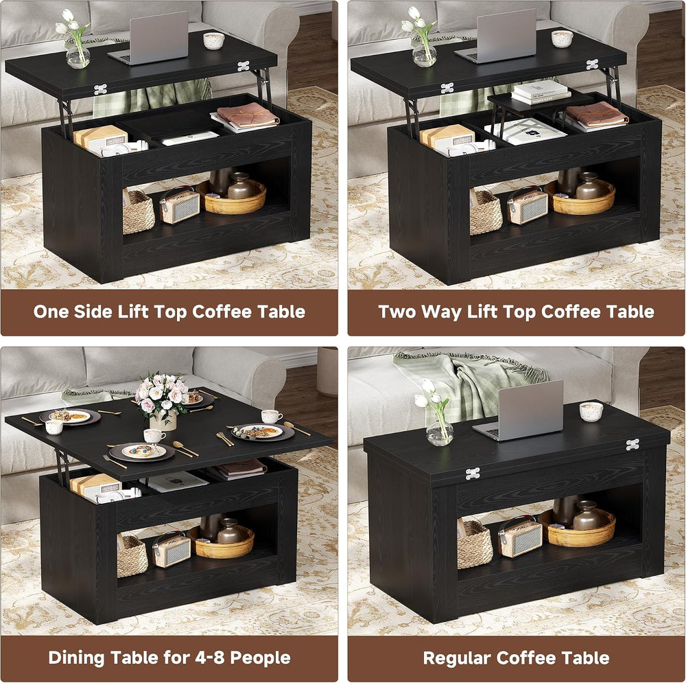 UNIQUITE 40" Lift Top Coffee Table, 4 in 1 Multi-Function Lift Coffee Ta...