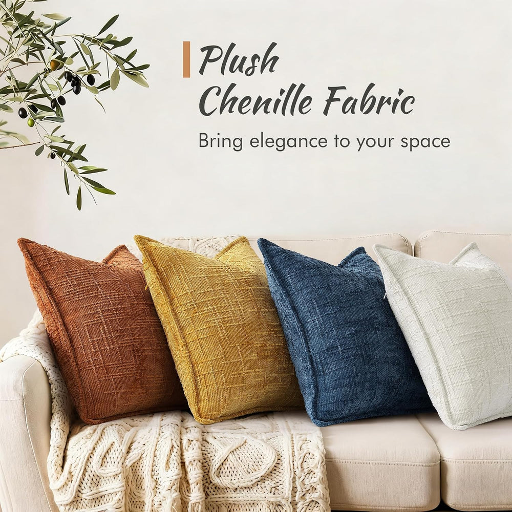 decorUhome Chenille Decorative Throw Pillow Covers 20x20 Set of 2, Rust