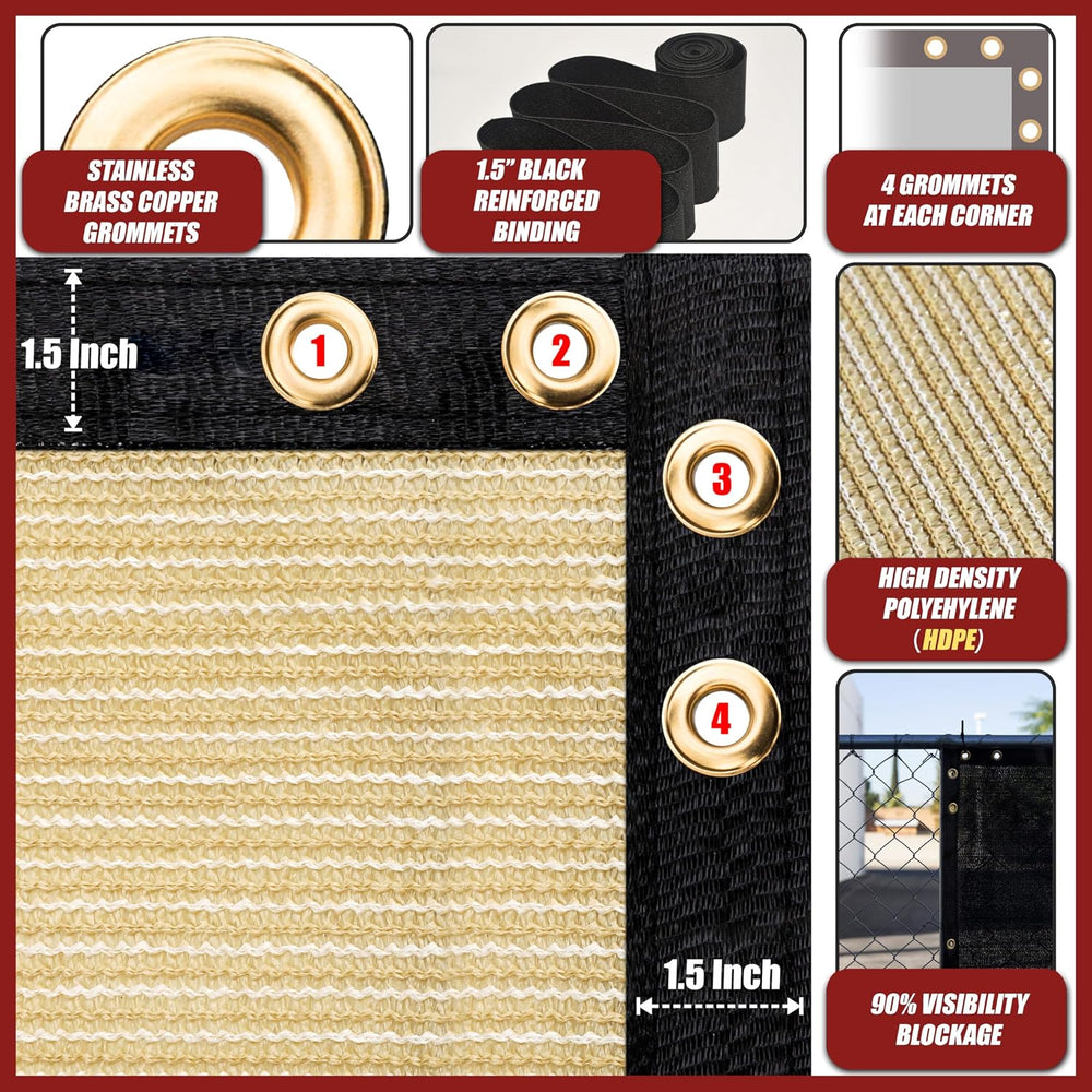 Amgo 5' x 24' Fence Privacy Screen, Heavy Duty Mesh Outdoor & Bac...