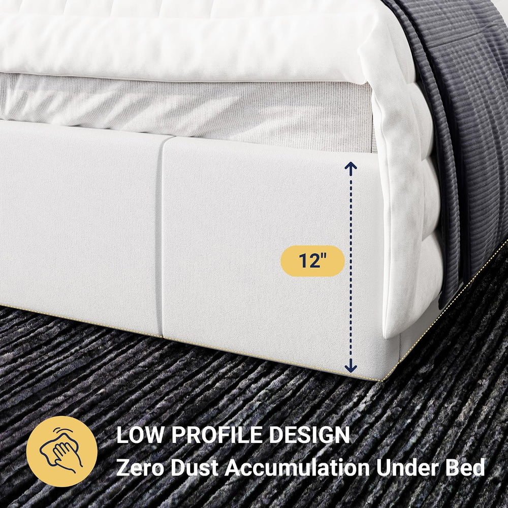 Allewie King Size Dutch Velvet Upholstered Platform Bed Frame, White