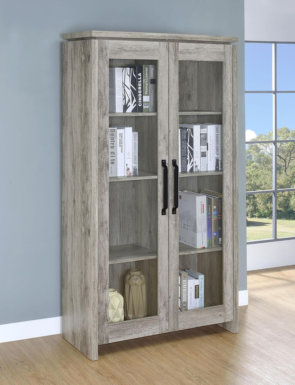 Coaster Alejo 35-Inch Display Cabinet with Storage, Grey Driftwood 950783