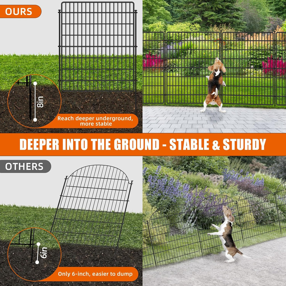 10 Panels No Dig Fence with Gate, 40 in(H) X 24 ft(L) Garden Decorative Fence...