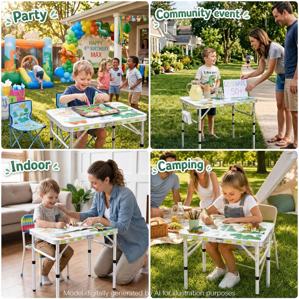 Yriuat Folding Camping Table 2ft Portable Picnic Table, Jurassic Camp