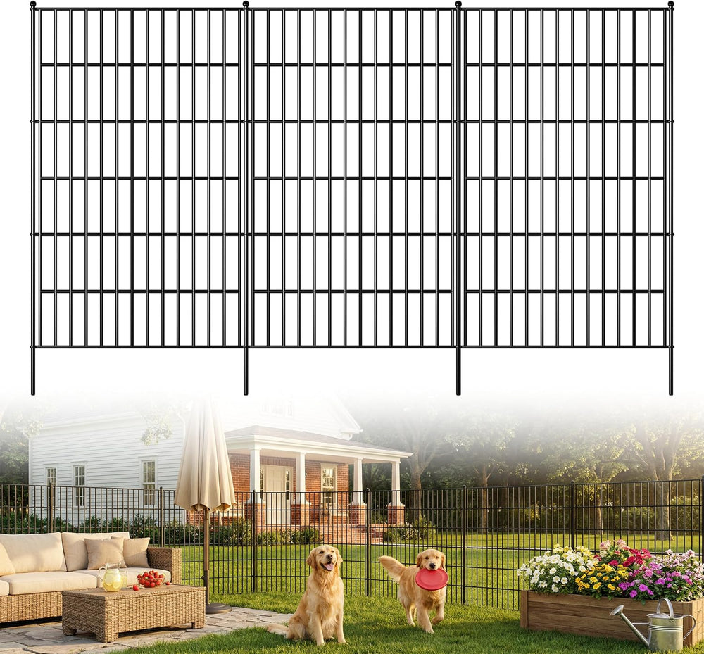 Toolterritary 5 Panels No Dig Decorative Garden Fence, 48in(H) x 13.0ft(L), D...
