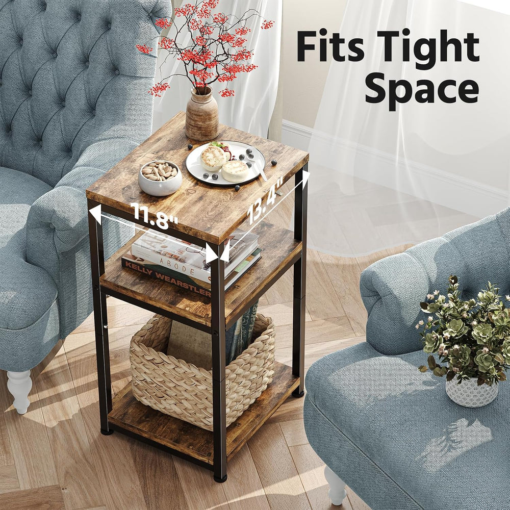 Simple Trending Side Table, End Table Night Stand, 3 Tiers Shelf for Living R...