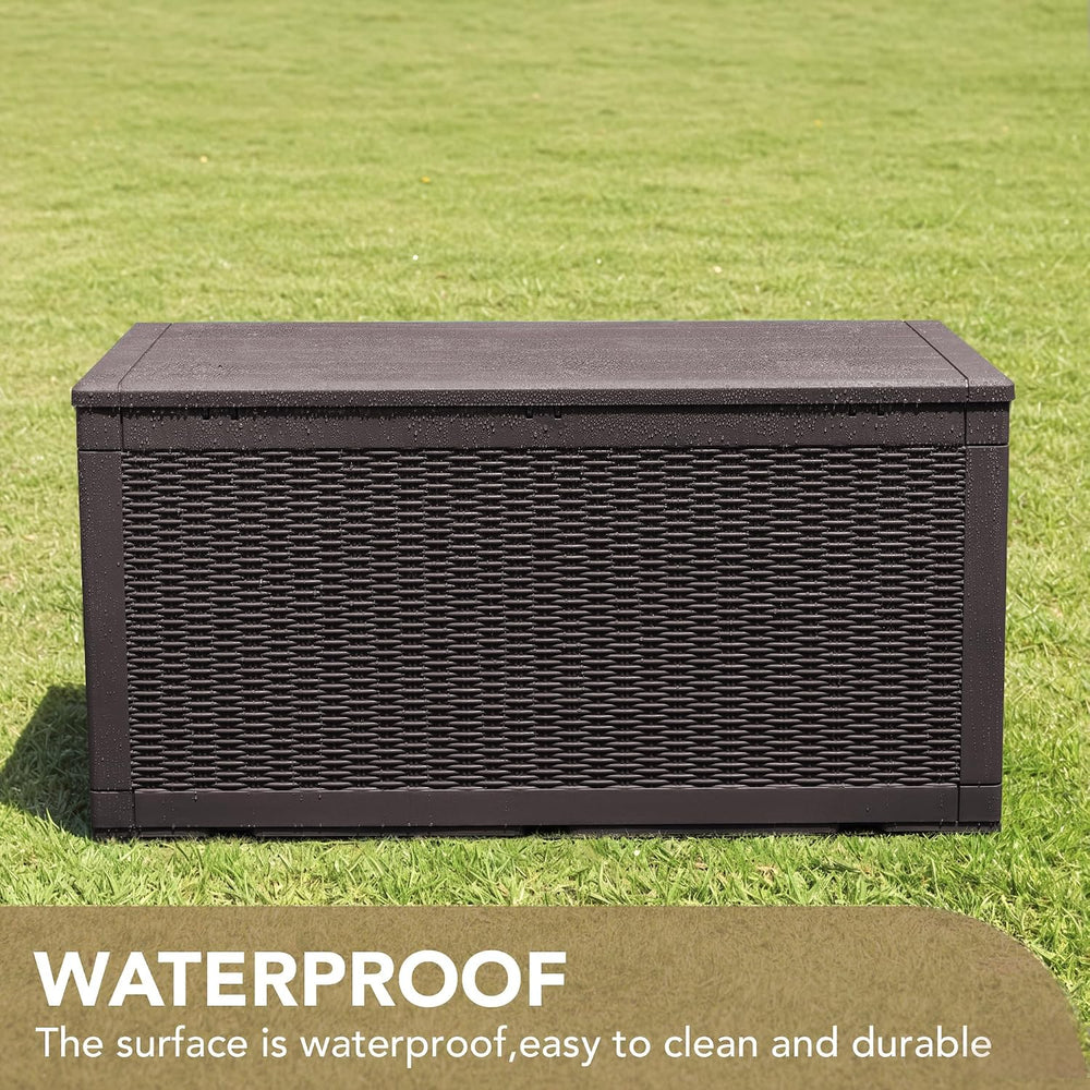 Devoko 100 Gallon Waterproof Deck Box, Resin Large Outdoor Storage Box