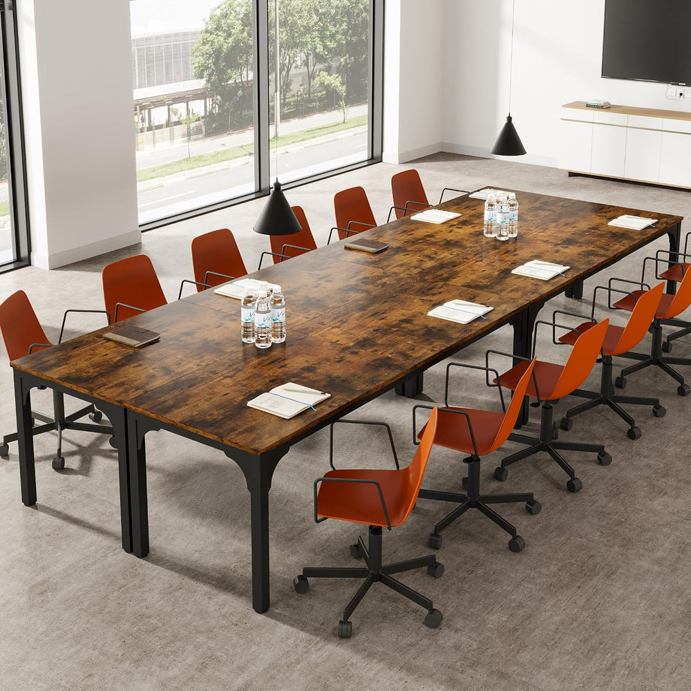 6.56 FT Conference Table, Super Sturdy Large Rectangle Meeting Seminar Table ...