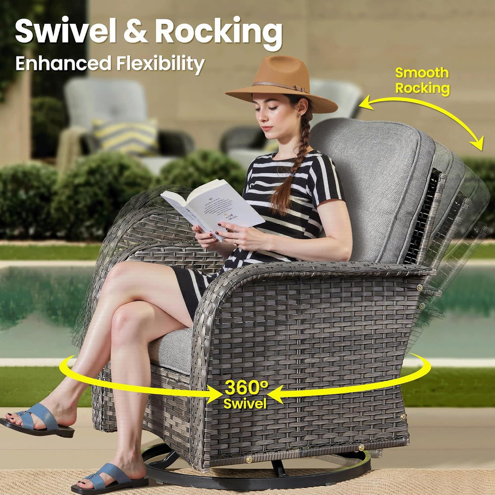 ovios 7 Pieces Patio Furniture Set, Outdoor Wicker Sofa with Swivel Glider Ch...