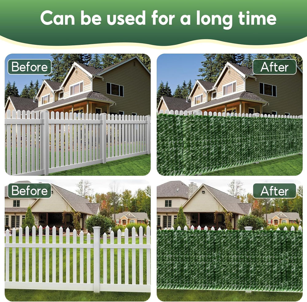 Artificial Ivy Privacy Fence Screen, 120x60 inch Faux Hedge Fence Panel Green...