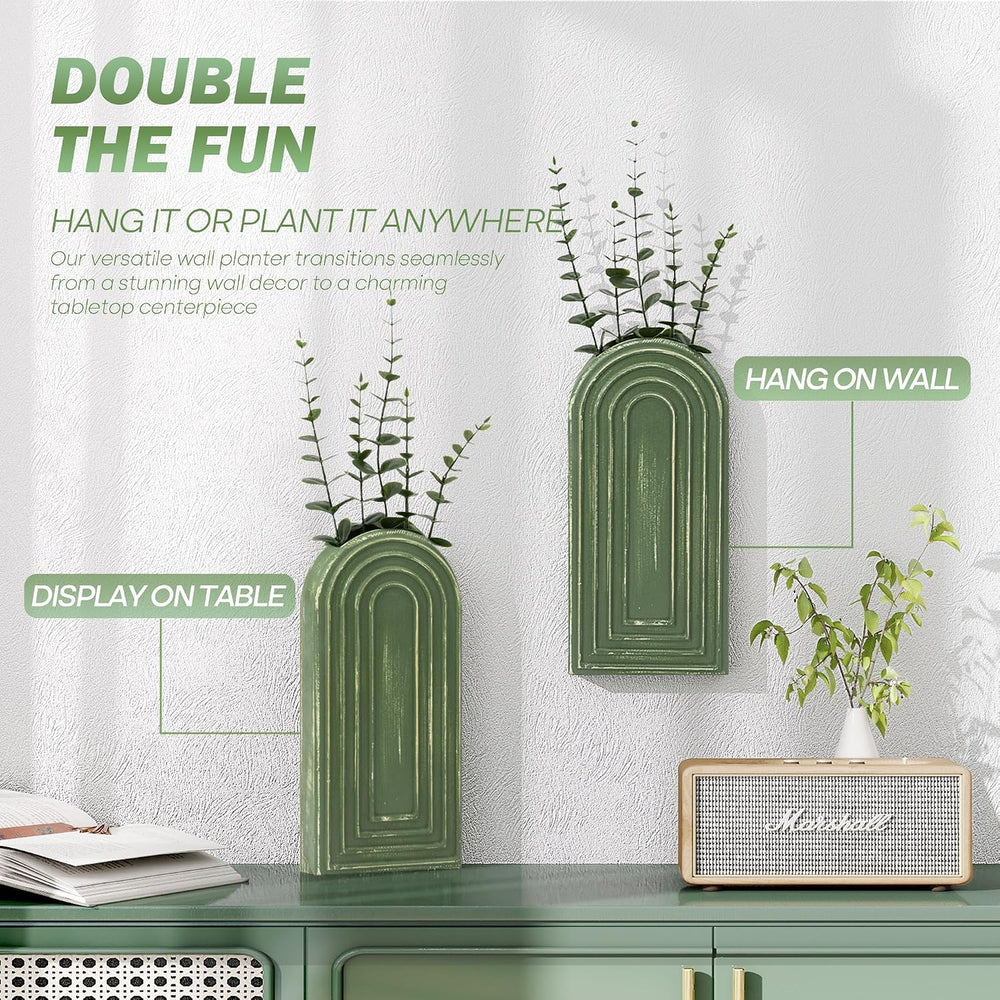EOSAHR Wall Vase for Flower: Wall Planter Holder for Boho Wall Decor, Green