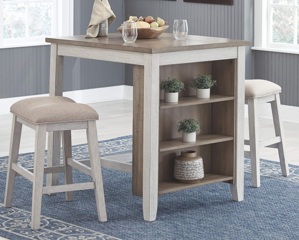 Signature Design by Ashley Skempton 3 Piece Counter Height Dining Set with 2 ...