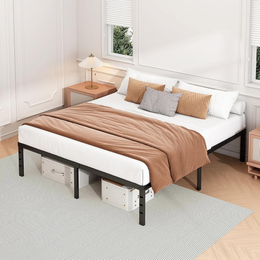Hafenpo 18 Inch Queen Bed Frame, Under Bed Storage, Black