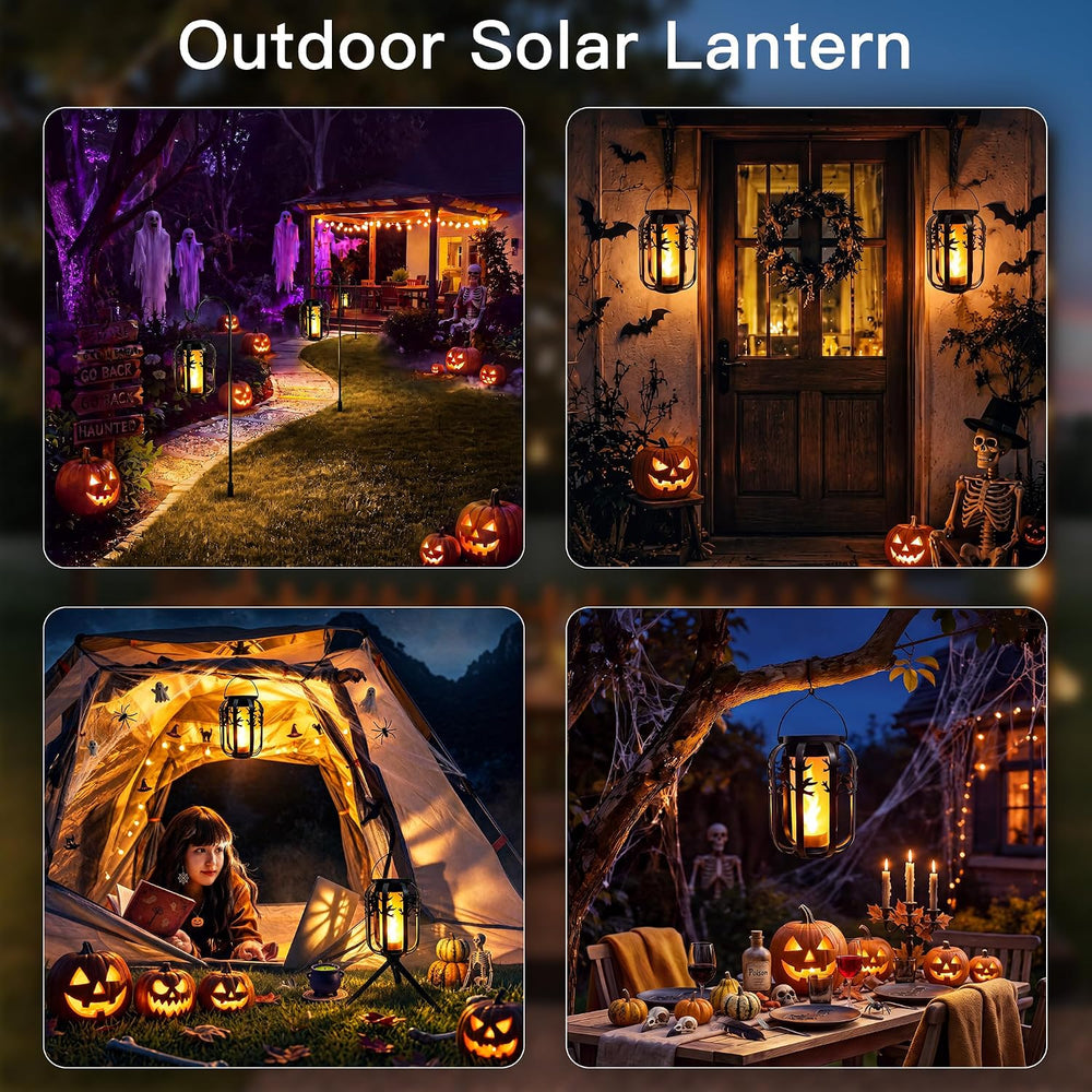 Halloween Solar Lanterns Outdoor 2Packs 4 Lighting Modes USB-C Rechargeable