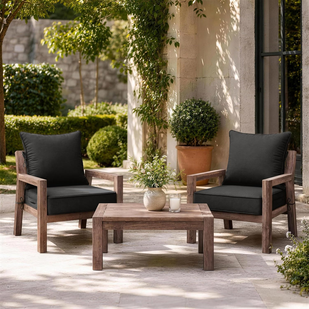 2Pcs Outdoor Seat Cushions 19×19, Waterproof for Patio Chairs, Black