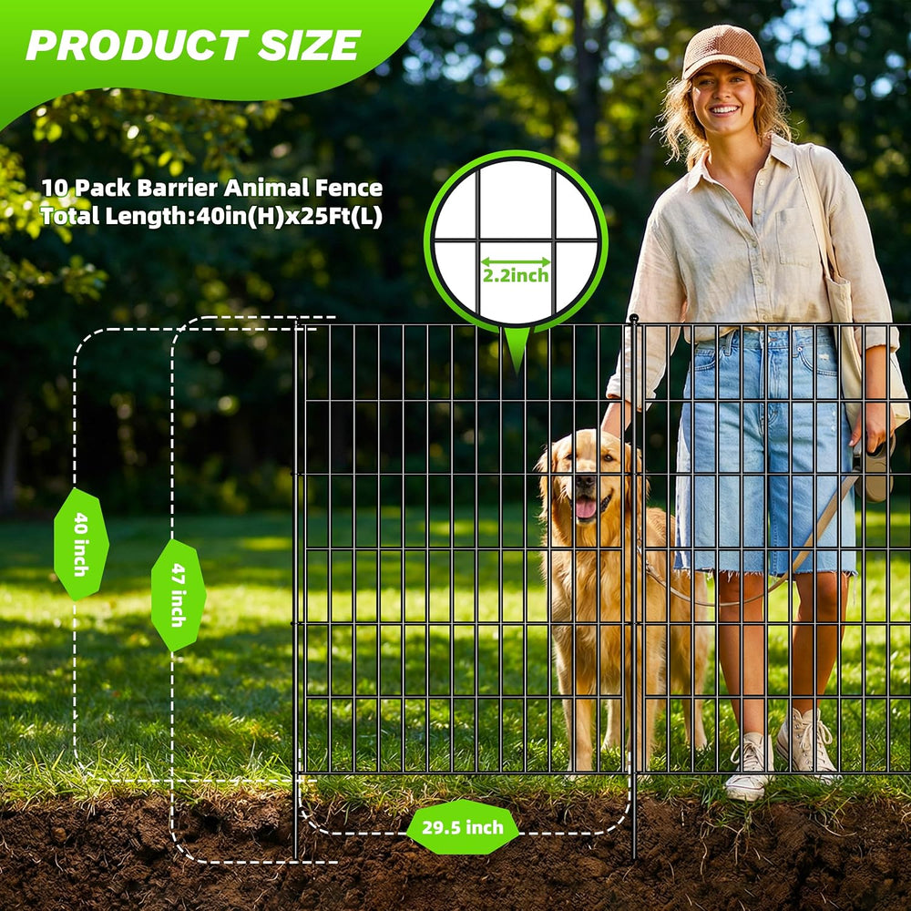 Toolterritary 10 Panels No Dig Decorative Garden Fence, 40in(H) x 26.0ft(L), ...