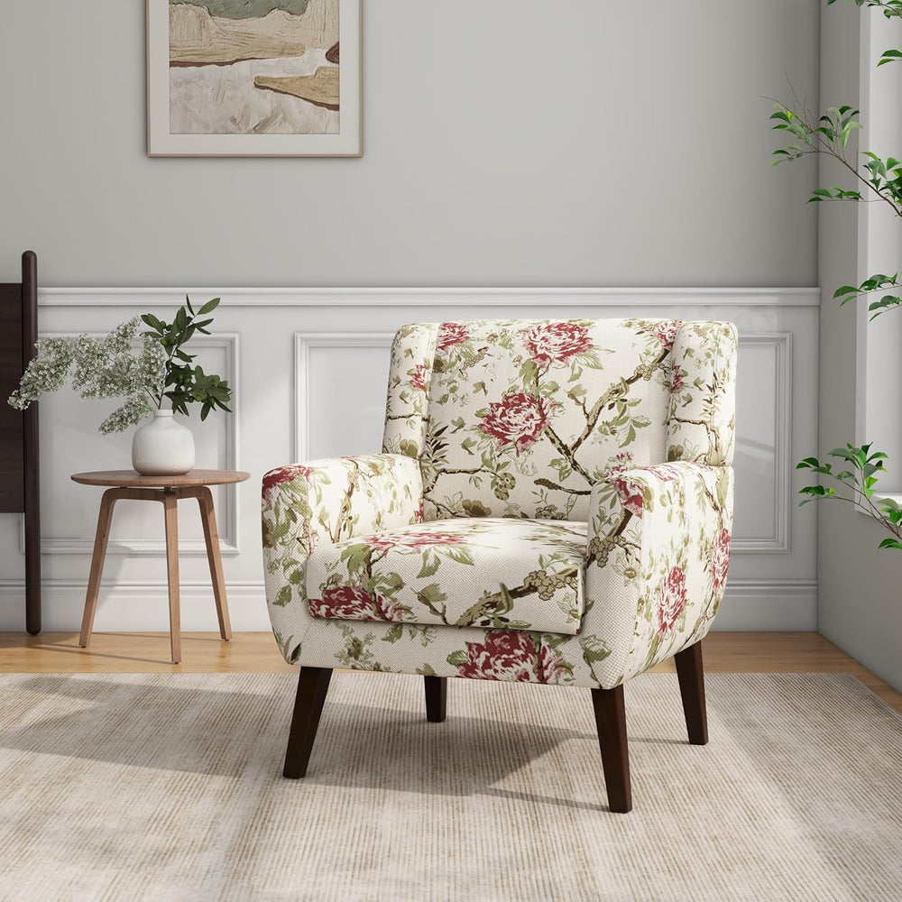 Accent Chair Set of 1, Comfy Reading Armchair, Pattern Floral